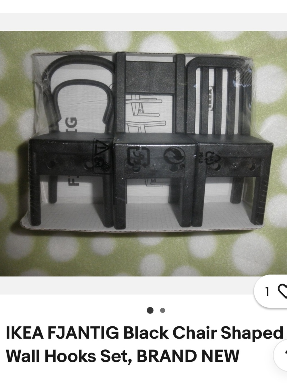 New🪑IKEA 3 Black Plastic Chair Wall Hooks